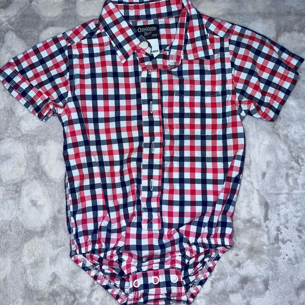 *NWOT* OshKosh B'gosh Red and Navy Plaid Button Down Shirt